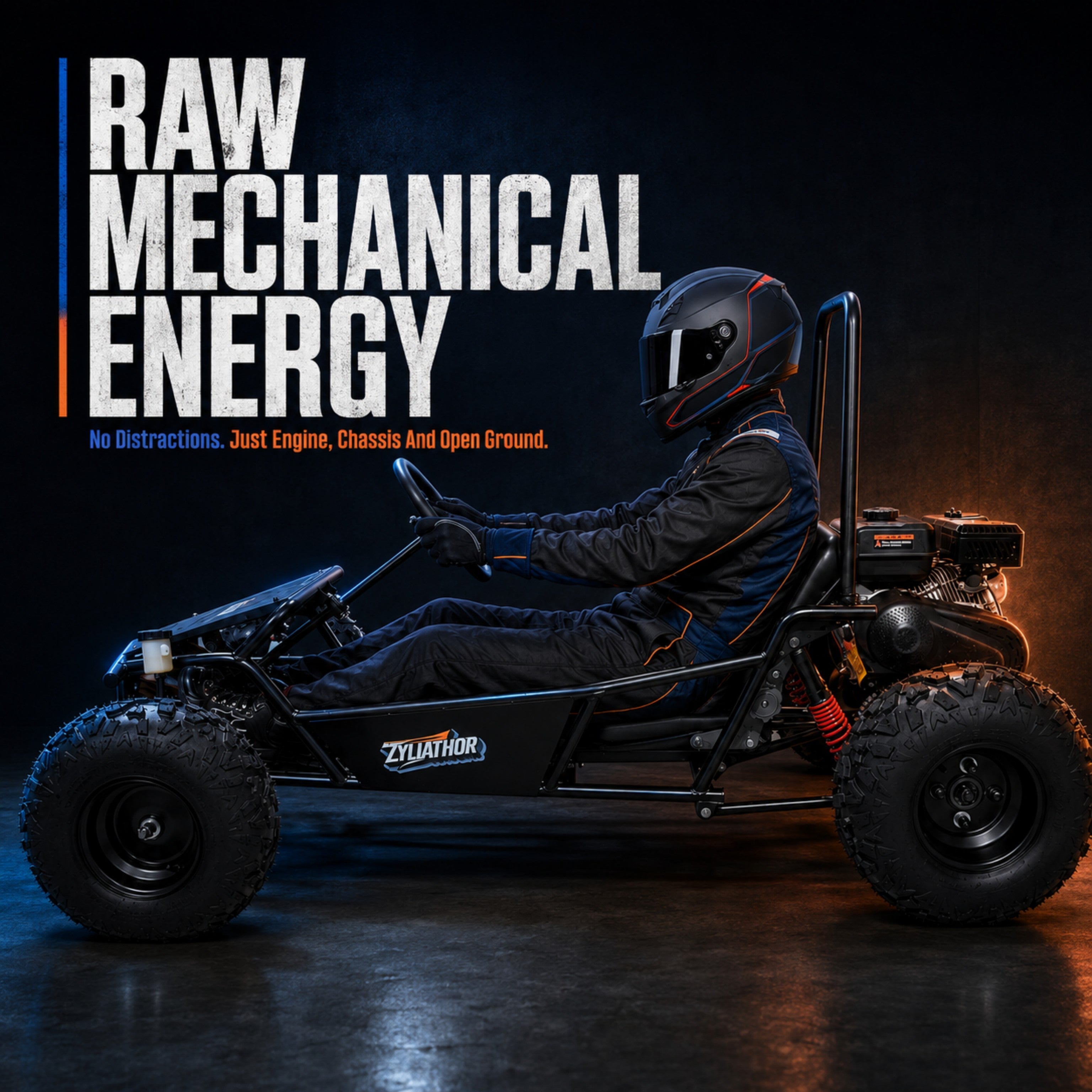 Zyliathor 212cc Gas Off-Road Go Kart, CVT, 35 MPH, Semi-Assembled