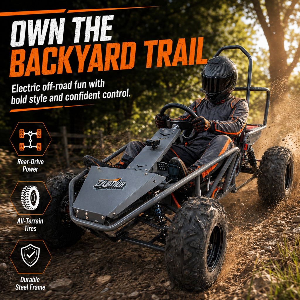 72V Electric Go Kart for Adults & Teens, 1500W Motor, 50Ah Battery, 45-Mile Range, Off-Road Tires