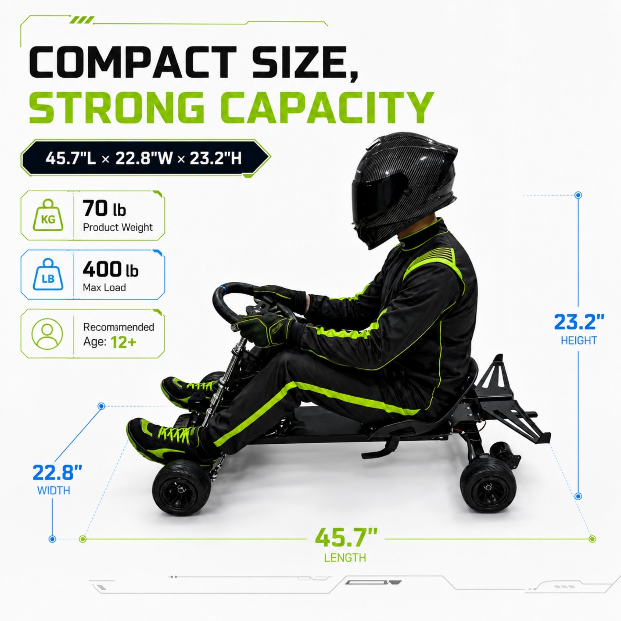 Zyliathor 48V 18Ah Electric Skateboard Go Kart for Adults & Kids