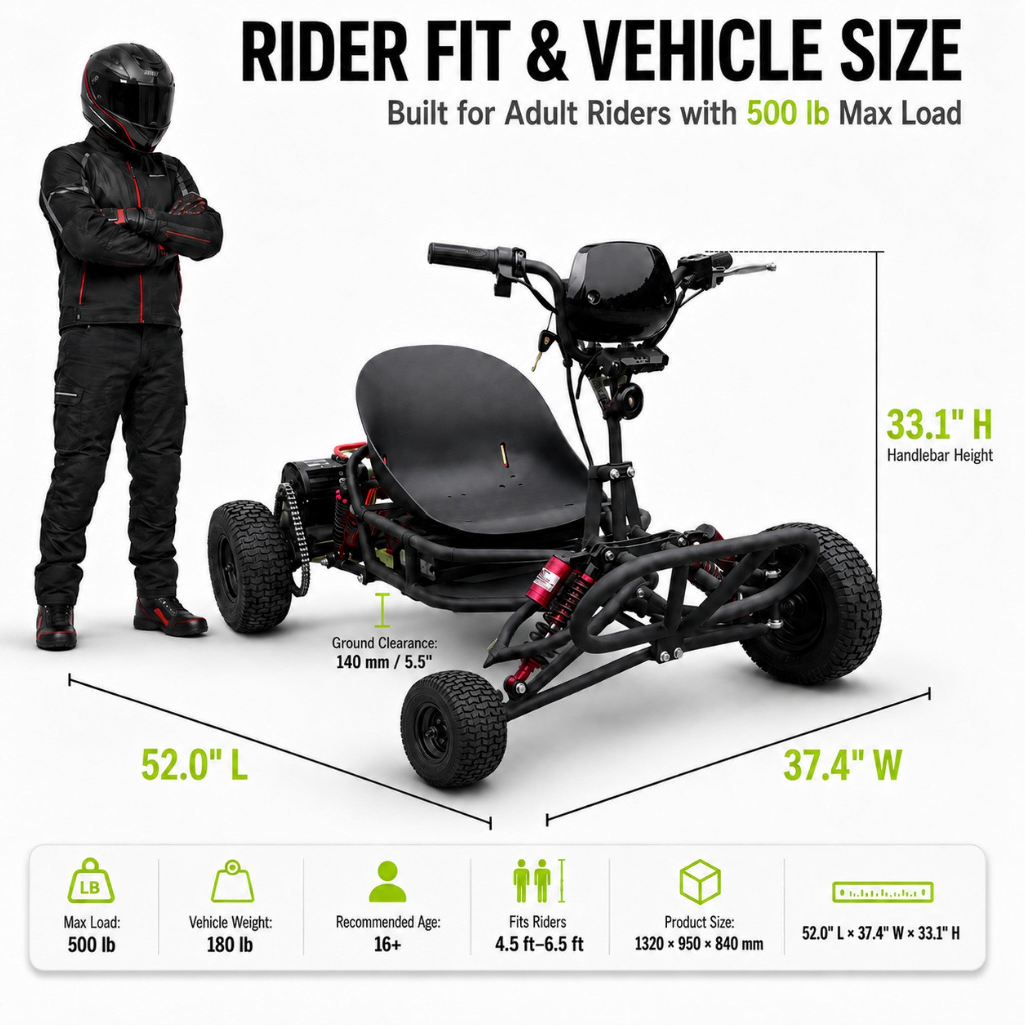 72V 3000W “Little Mountain Leopard” (Peak 25kW), 18S 52Ah, 75 mph,13x5.00-6 Tires,428 Chain