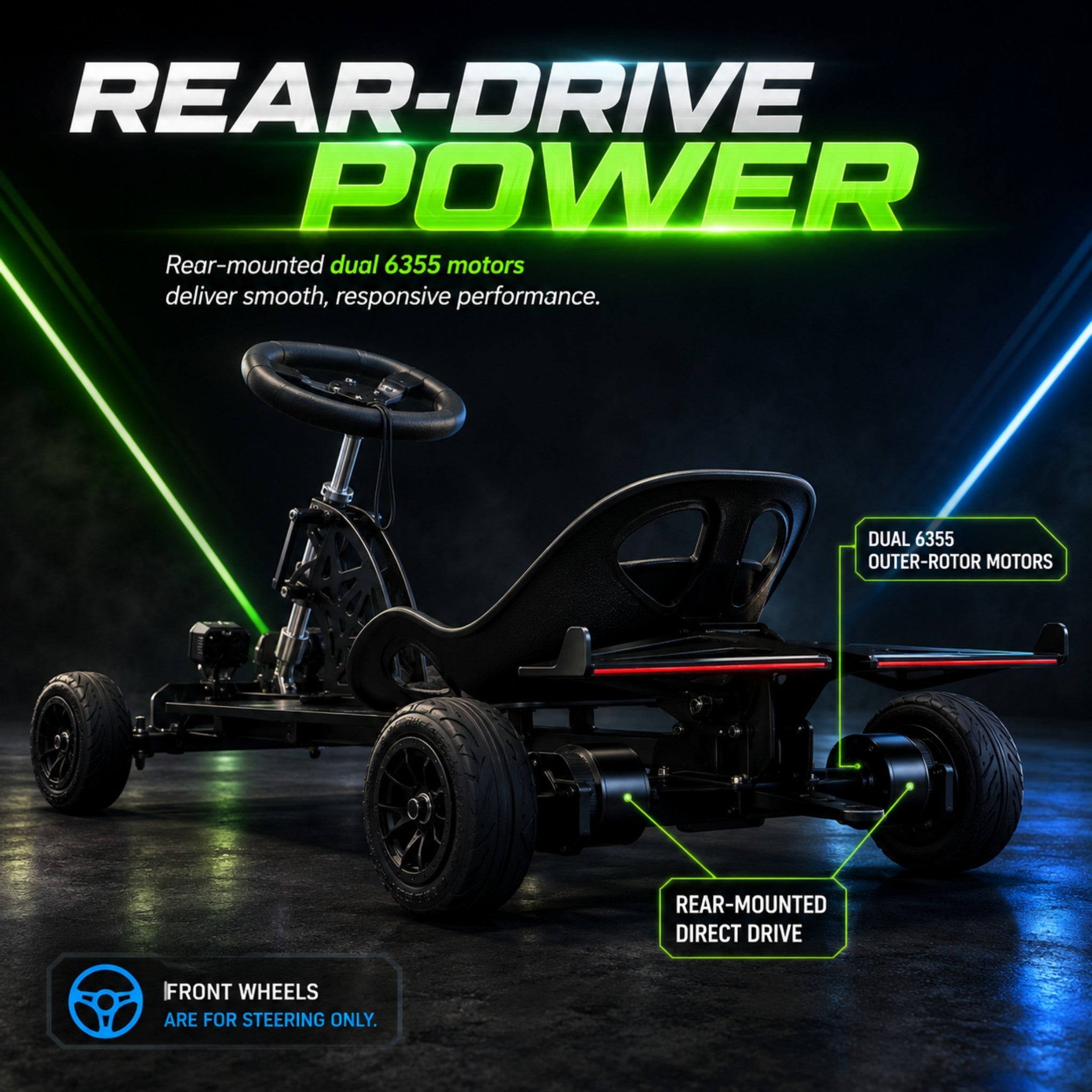 Zyliathor 48V 18Ah Electric Skateboard Go Kart for Adults & Kids