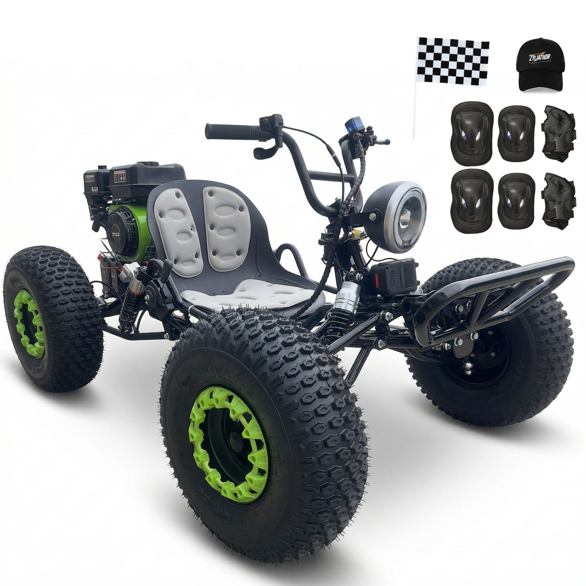 212cc Gas Powered Off-Road Go Kart for Teens & Adults, Electric Start + Pull Start, Forward Neutral Reverse