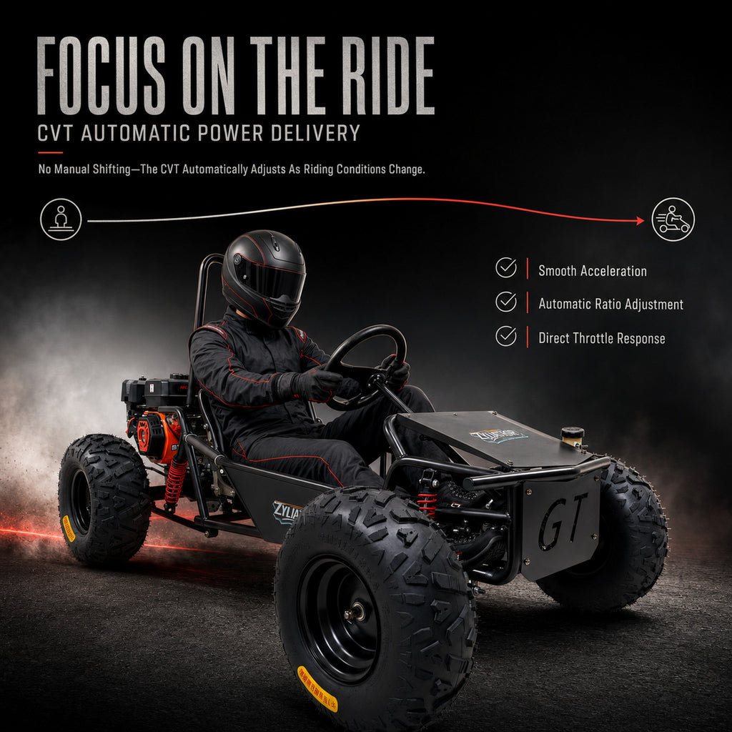 Zyliathor 212cc Gas Off-Road Go Kart, CVT, 35 MPH, Semi-Assembled