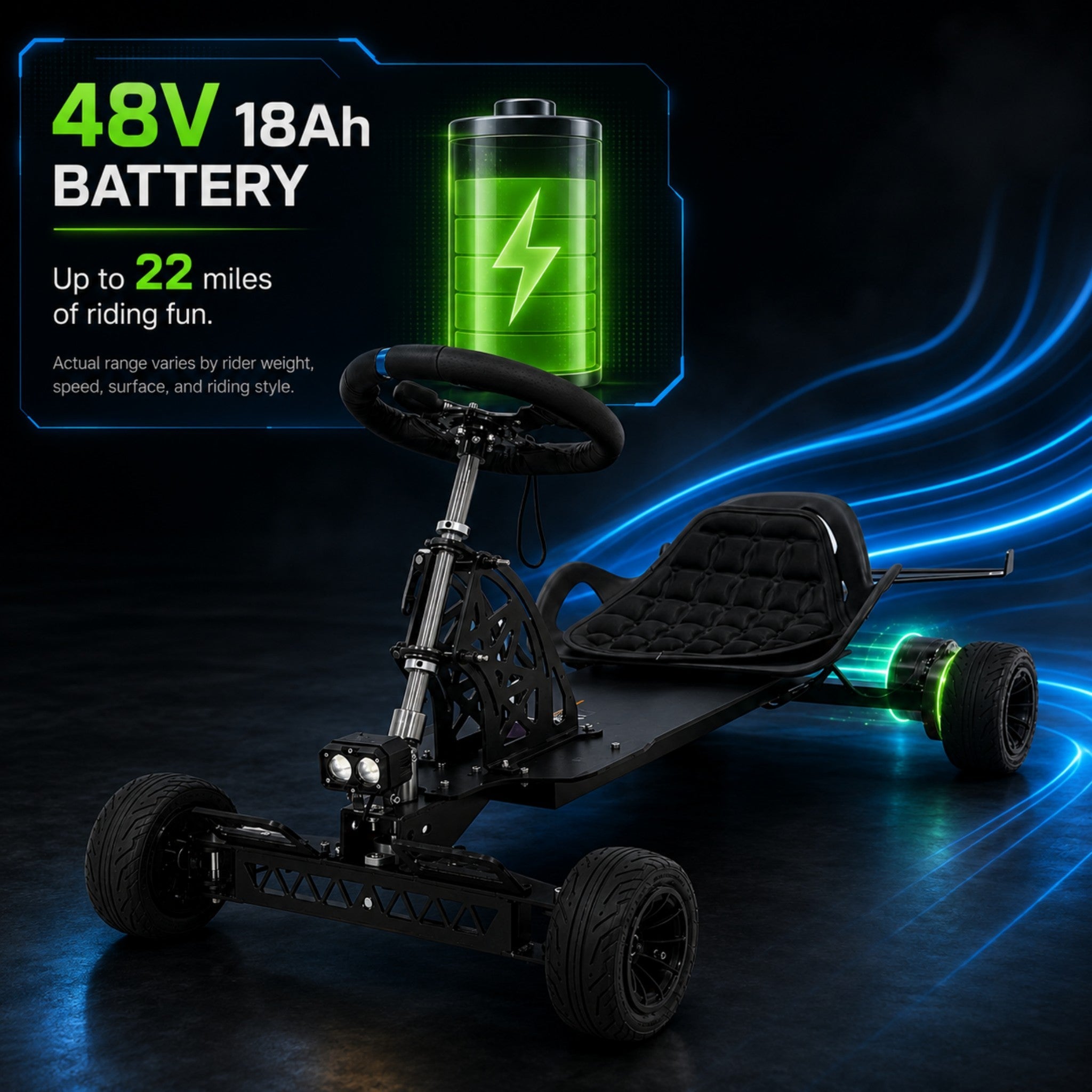 Zyliathor 48V 18Ah Electric Skateboard Go Kart for Adults & Kids