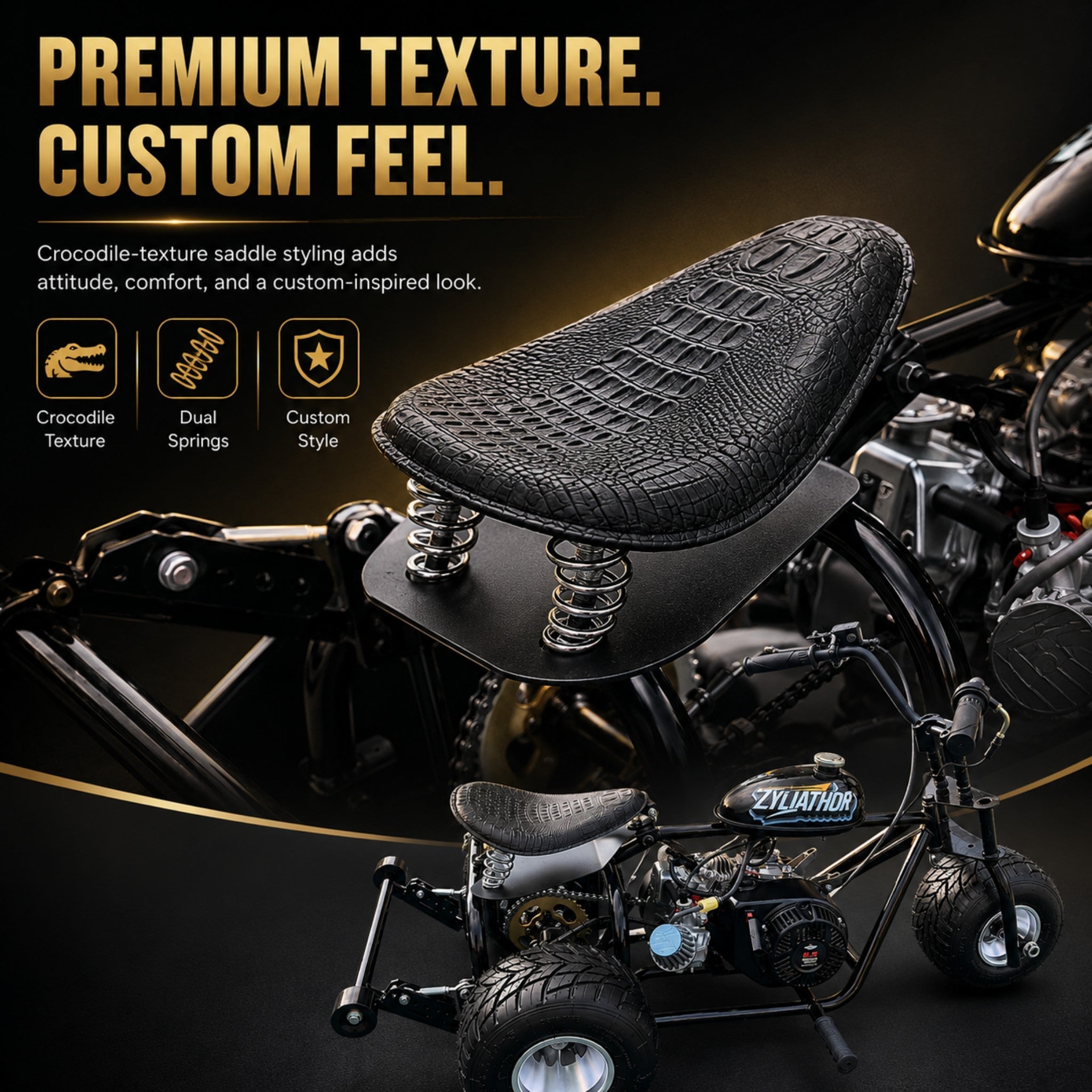 208cc Gas Mini Off-Road Trike Motorcycle CVT, 31MPH Drift Trike Bike, Rear Hydraulic Disc Brake, High-Carbon Steel Frame, Stabilizer Wheels, Muffler, Private Property Only
