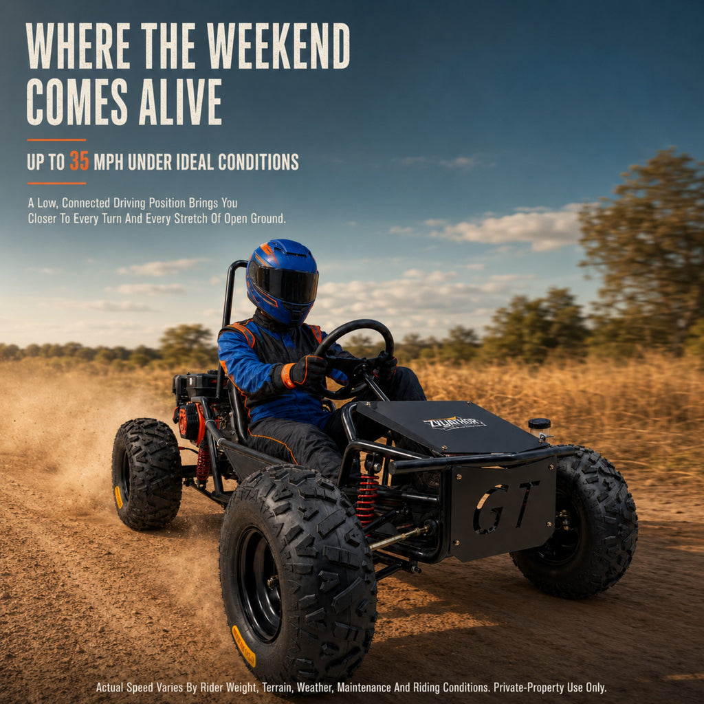 Zyliathor 212cc Gas Off-Road Go Kart, CVT, 35 MPH, Semi-Assembled