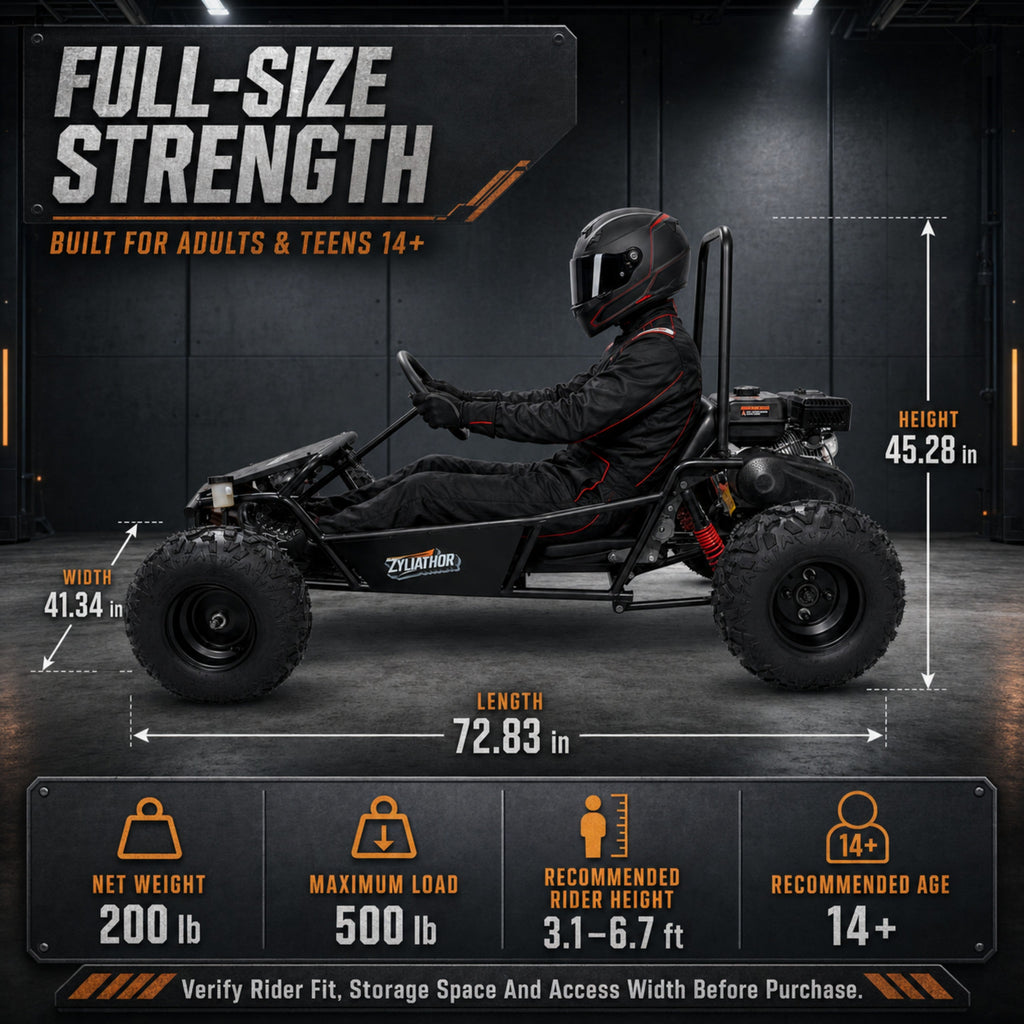 Zyliathor 212cc Gas Off-Road Go Kart, CVT, 35 MPH, Semi-Assembled