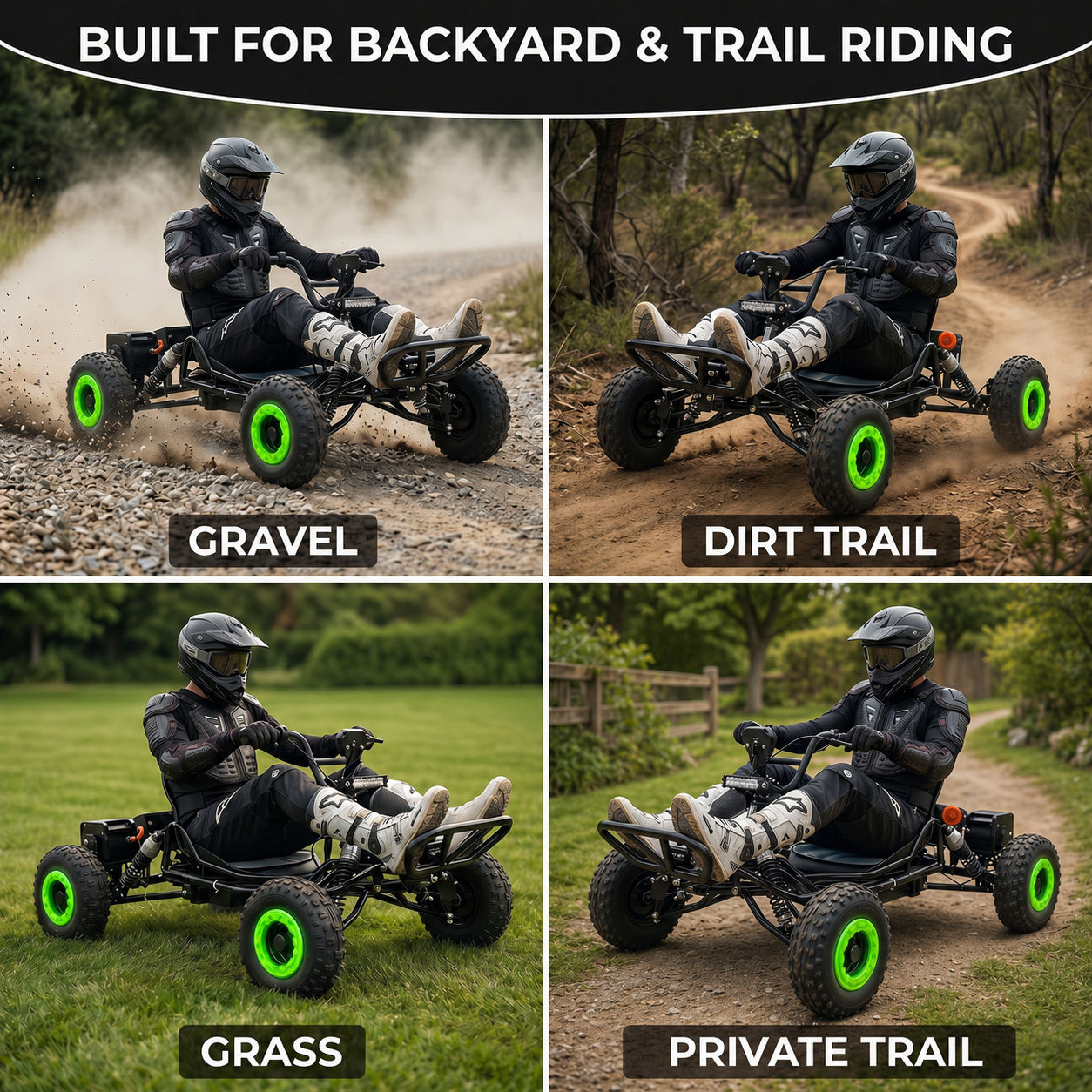 48V 20Ah Up to 30 Mile Range, Peak 2500W Off Road Go Kart,Electric Go Kart for Adults & Teens