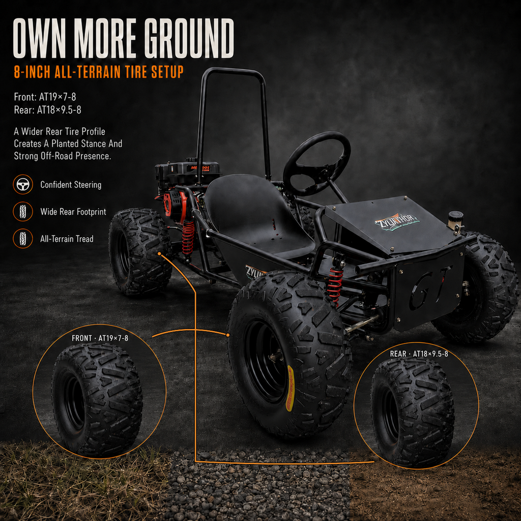 Zyliathor 212cc Gas Off-Road Go Kart, CVT, 35 MPH, Semi-Assembled