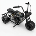 208cc Gas Mini Off-Road Trike Motorcycle CVT, 31MPH Drift Trike Bike, Rear Hydraulic Disc Brake, High-Carbon Steel Frame, Stabilizer Wheels, Muffler, Private Property Only