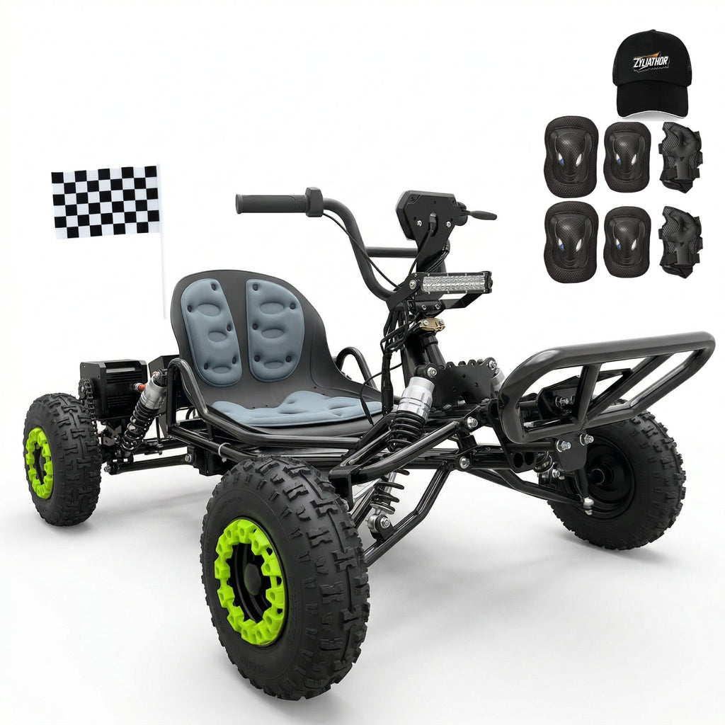 48V 20Ah Up to 30 Mile Range, Peak 2500W Off Road Go Kart,Electric Go Kart for Adults & Teens