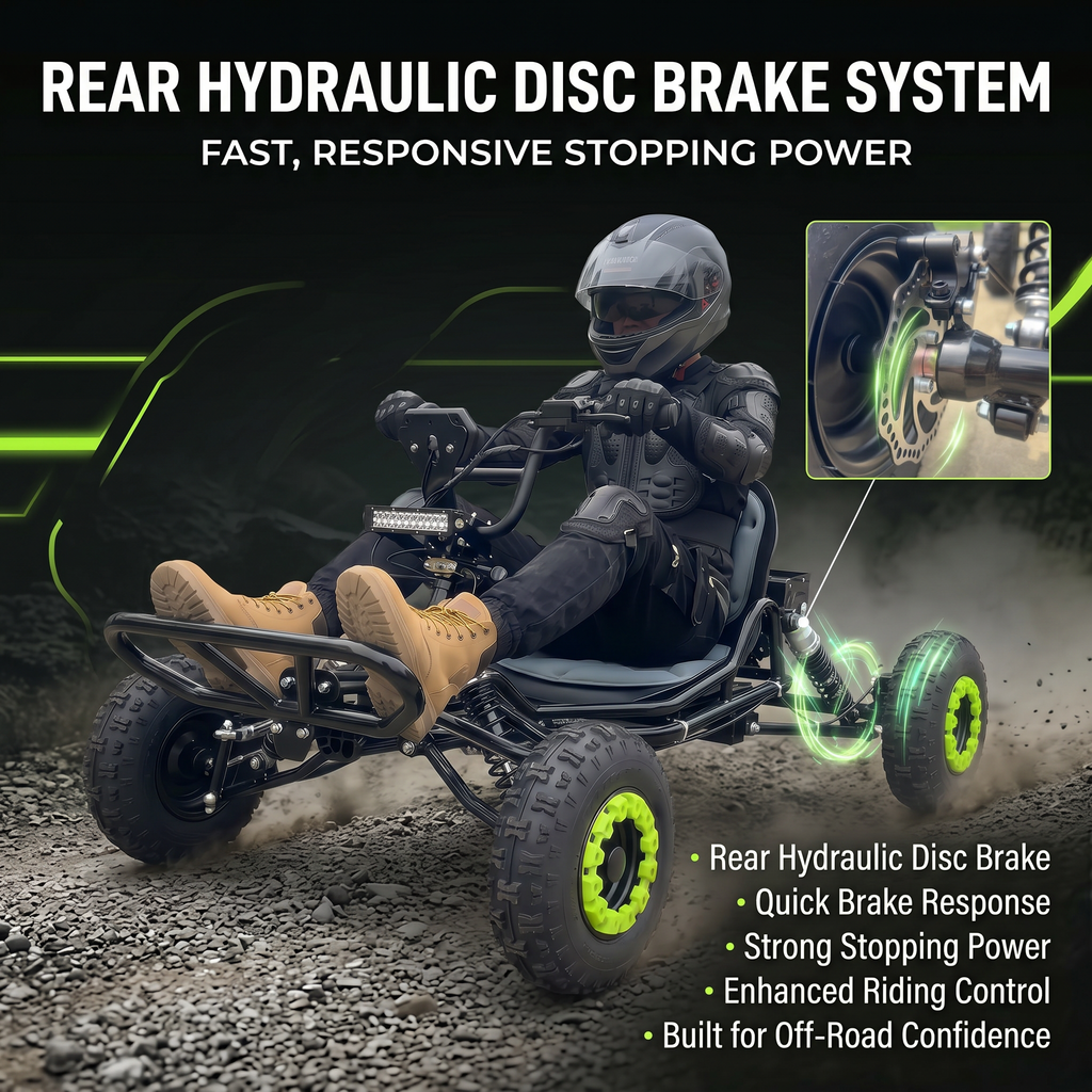 48V 20Ah Up to 30 Mile Range, Peak 2500W Off Road Go Kart,Electric Go Kart for Adults & Teens