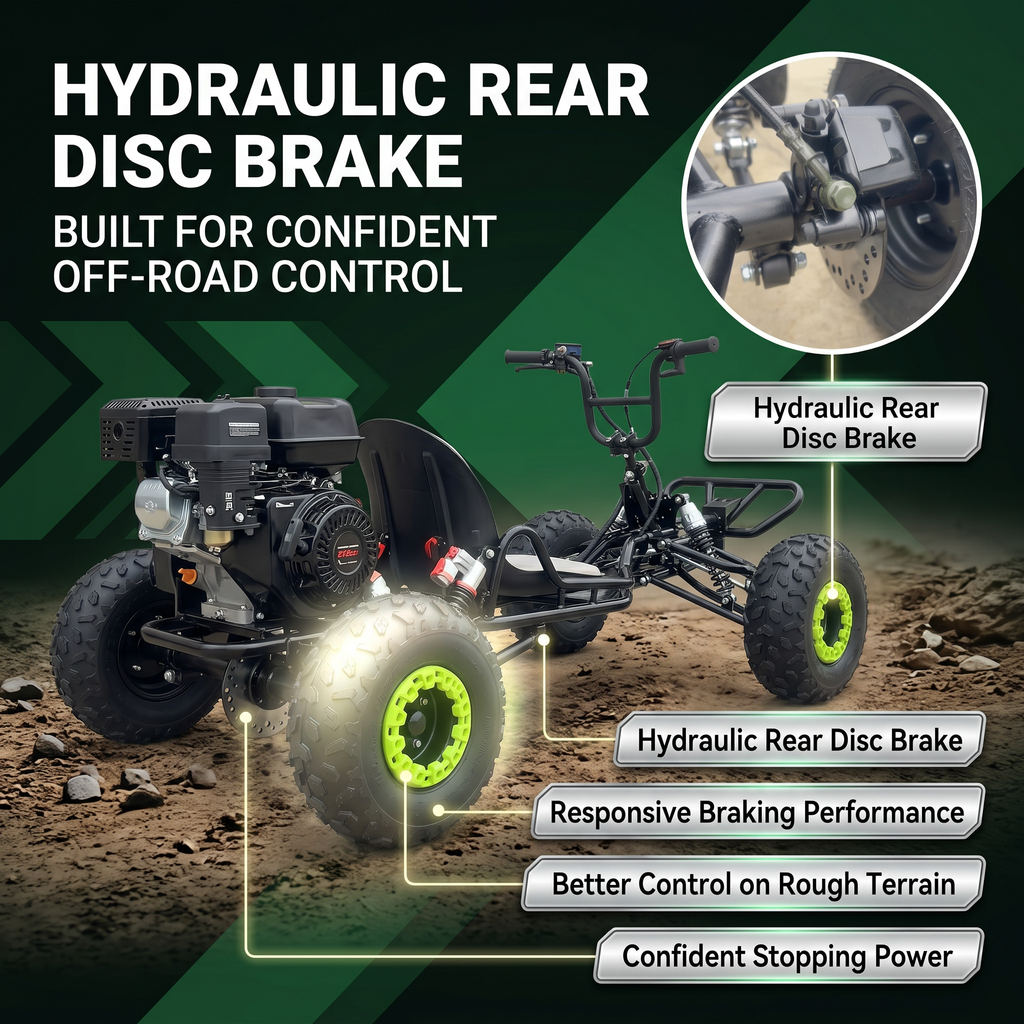 212cc Gas Powered Off-Road Go Kart , Up to 35 MPH, CVT Automatic,  AT145/70-6 Tire