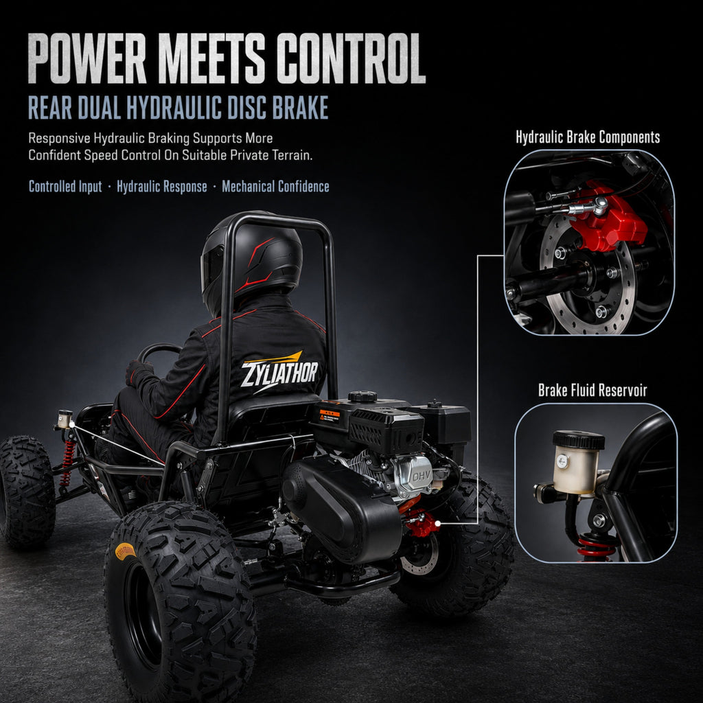 Zyliathor 212cc Gas Off-Road Go Kart, CVT, 35 MPH, Semi-Assembled