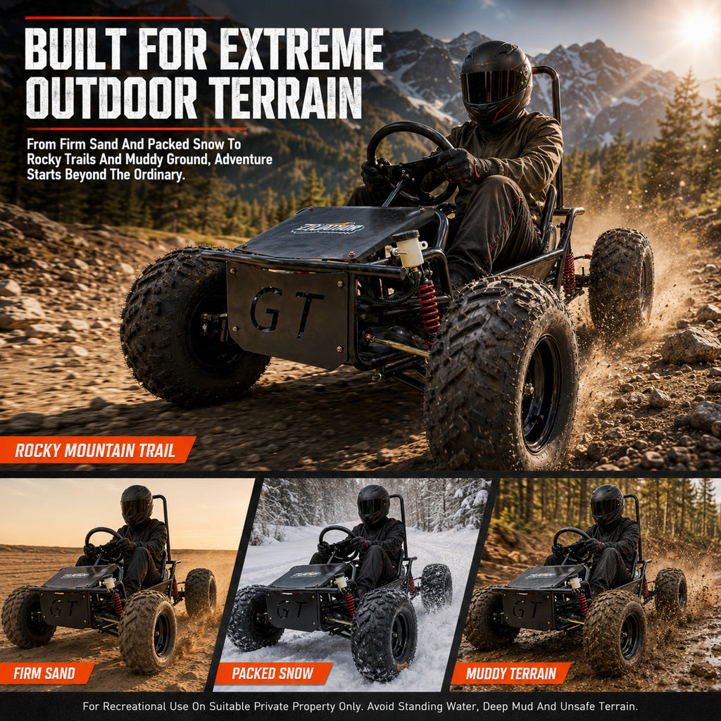 Zyliathor 212cc Gas Off-Road Go Kart, CVT, 35 MPH, Semi-Assembled