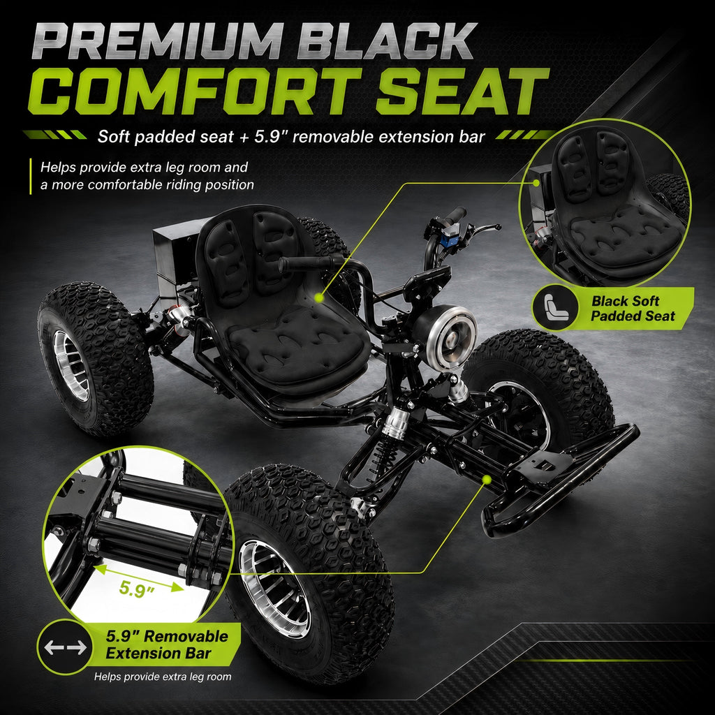 72V 3000W Electric Off-Road Go Kart for Adults & Teens, Peak 10.8kW, Up to 45 MPH, 26Ah battery 37-Mile Range