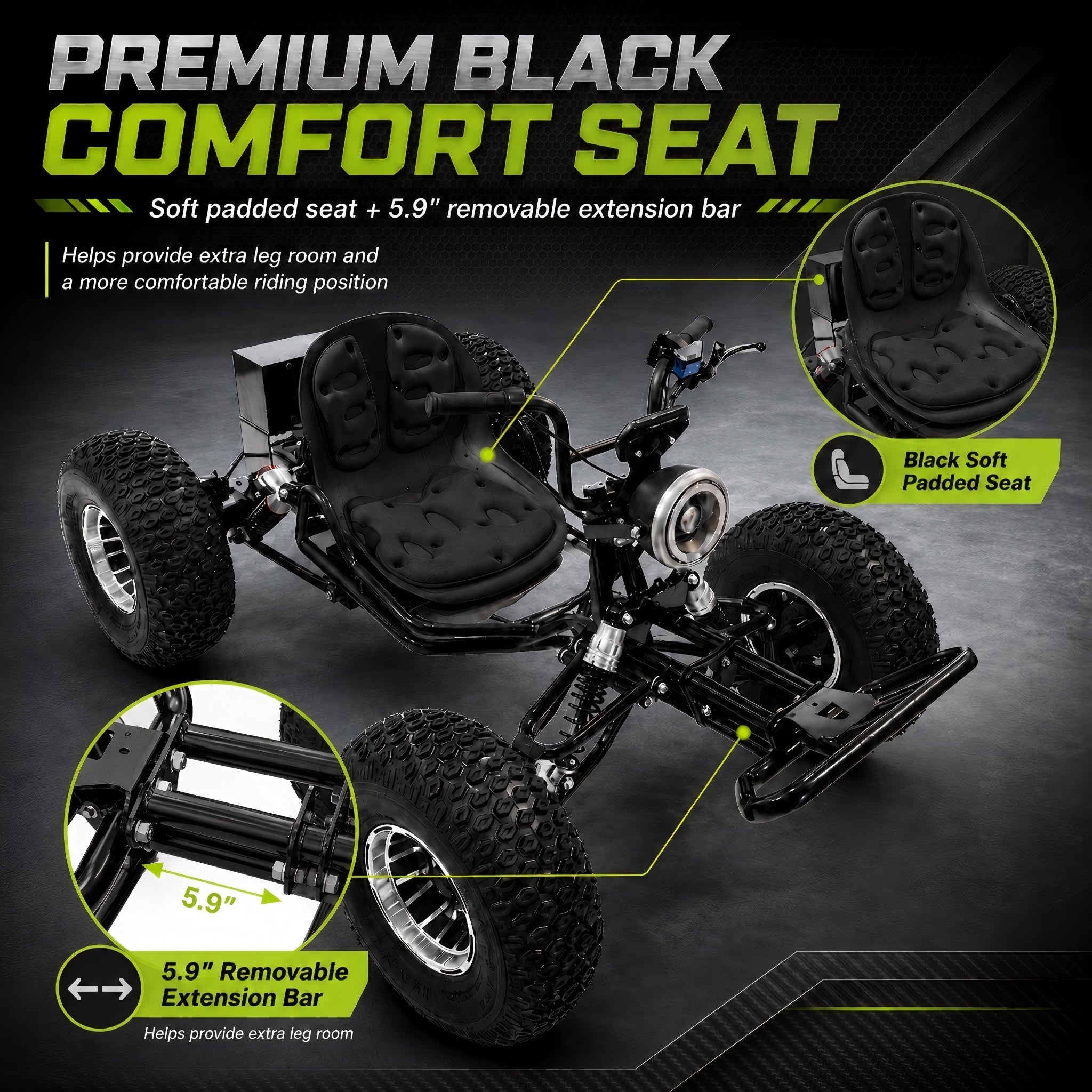 72V 3000W Electric Off-Road Go Kart for Adults & Teens, Peak 10.8kW, Up to 45 MPH, 26Ah battery 37-Mile Range
