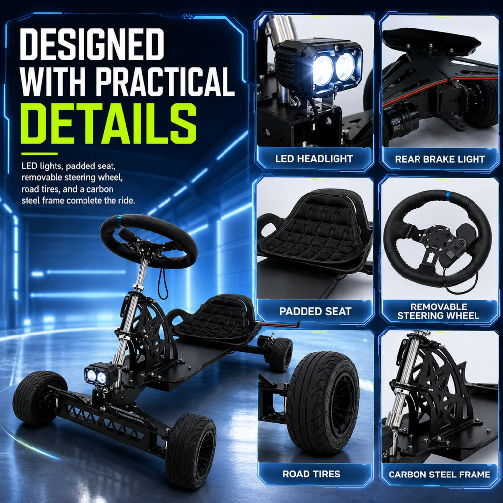 Zyliathor 48V 18Ah Electric Skateboard Go Kart for Adults & Kids