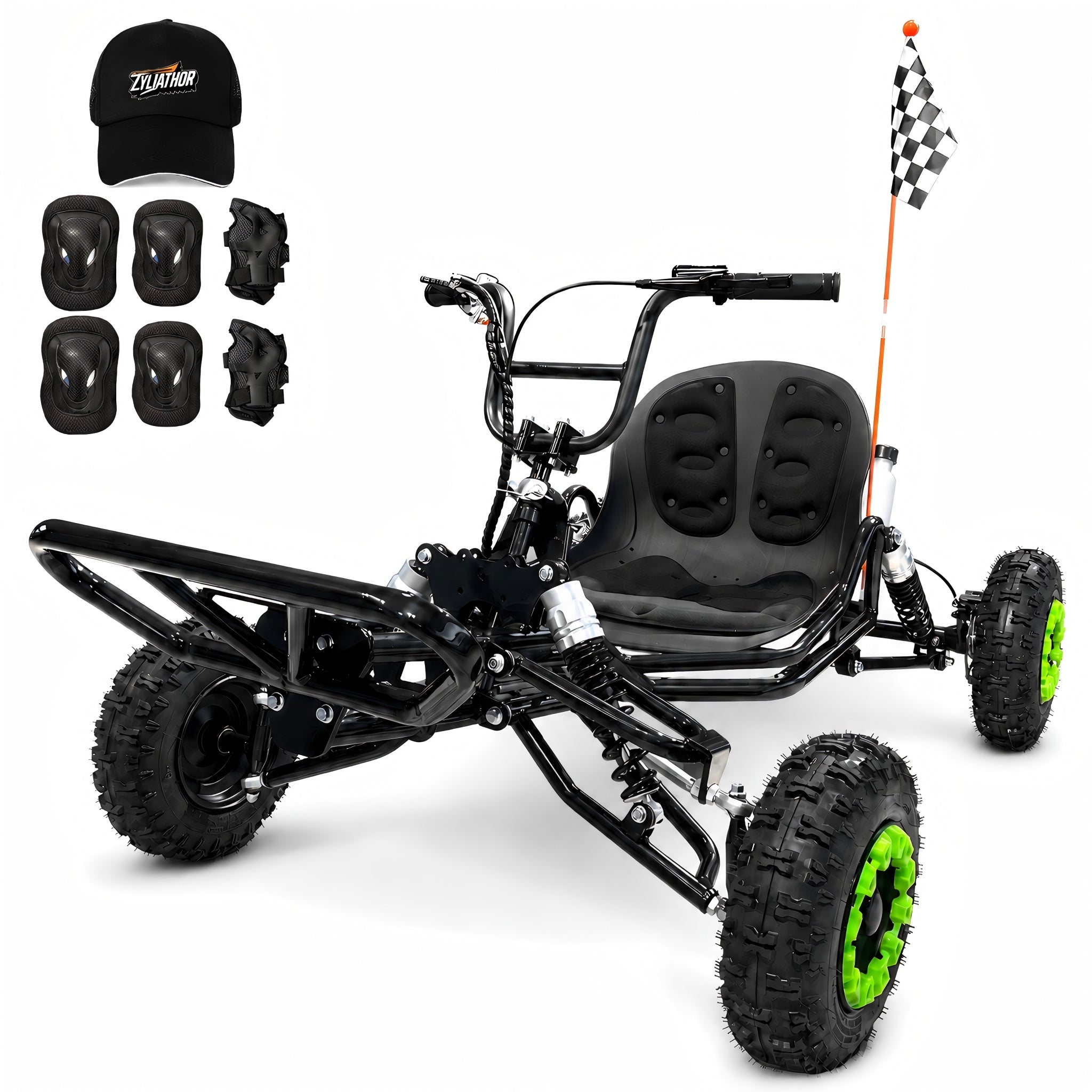 Gas Go Kart, 63.3cc Up to 28MPH, Pull Start，6" All-Terrain Tires